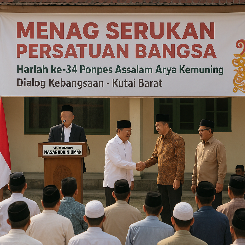 Menag Nasaruddin Umar Serukan Persatuan Bangsa di Harlah Ke-34 Ponpes Assalam Arya Kemuning