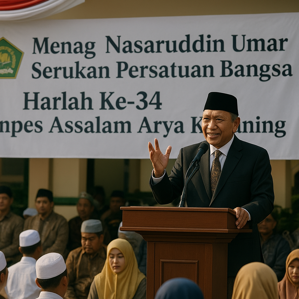 Menag Nasaruddin Umar Serukan Persatuan Bangsa di Harlah Ke-34 Ponpes Assalam Arya Kemuning
