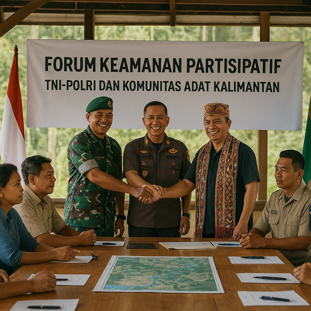 Tingkatkan Sinergi, TNI-Polri dan Komunitas Adat Sepakat Bentuk Forum Keamanan Partisipatif di Kalimantan