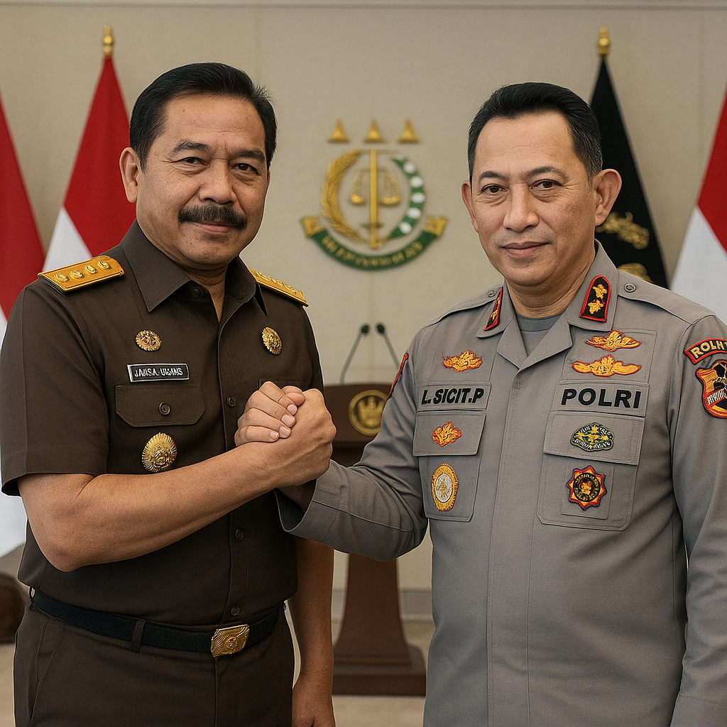 Momen Jaksa Agung-Kapolri Salam Komando, Tegaskan Kejaksaan-Polri Tetap Solid
