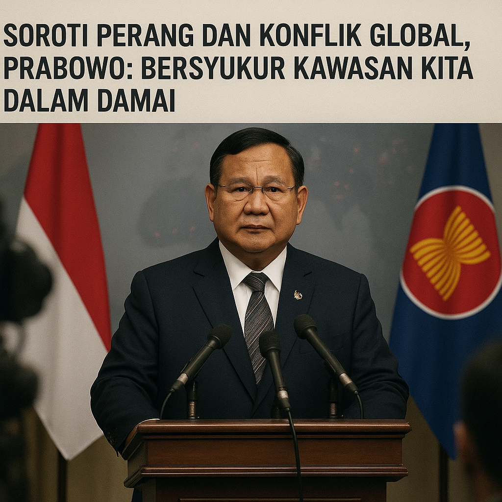 Soroti Perang dan Konflik Global, Prabowo: Bersyukur Kawasan Kita dalam Damai