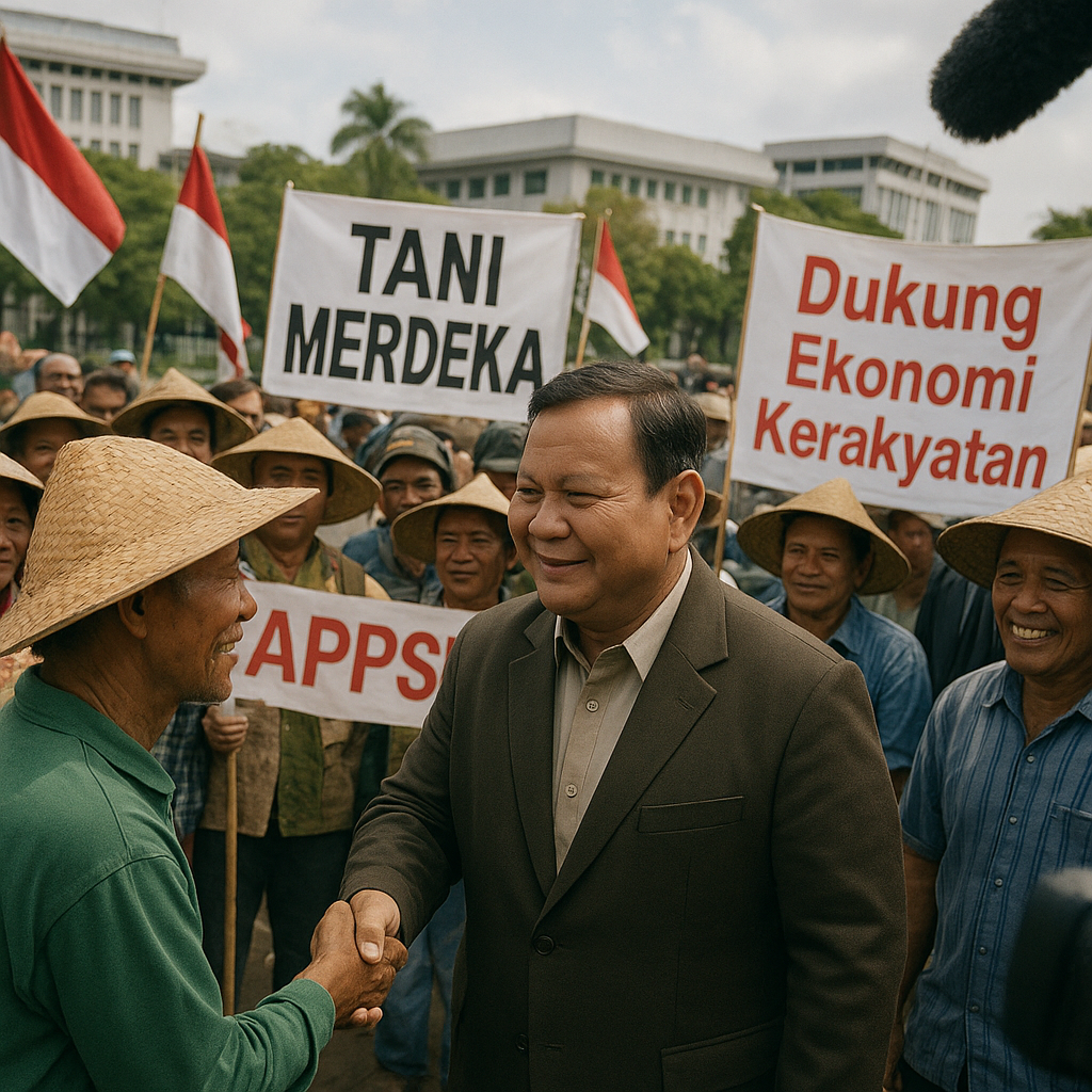 Momen Prabowo Sapa Massa Aksi Tani Merdeka dan APPSI Dukung Ekonomi Kerakyatan