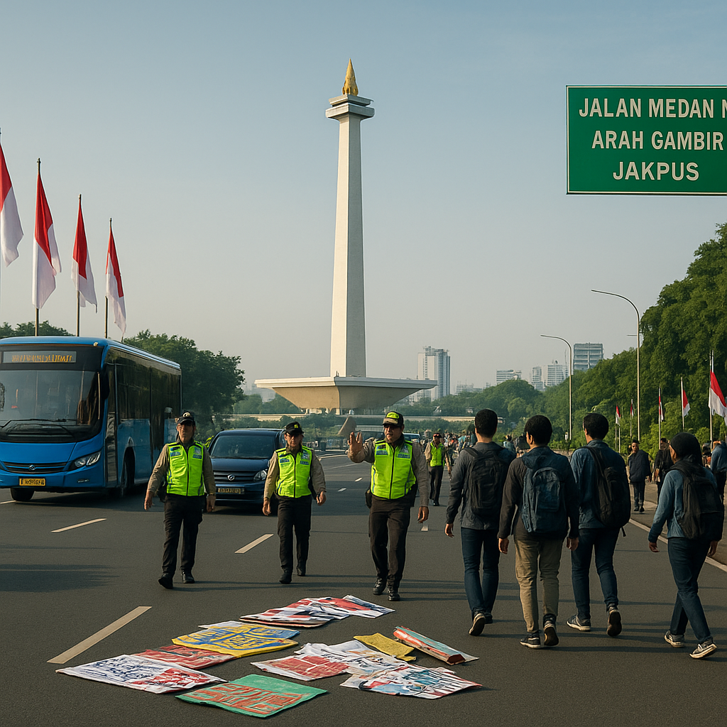 Massa Demo Bubar, Jalan Medan Merdeka Arah Gambir Jakpus Kembali Dibuka