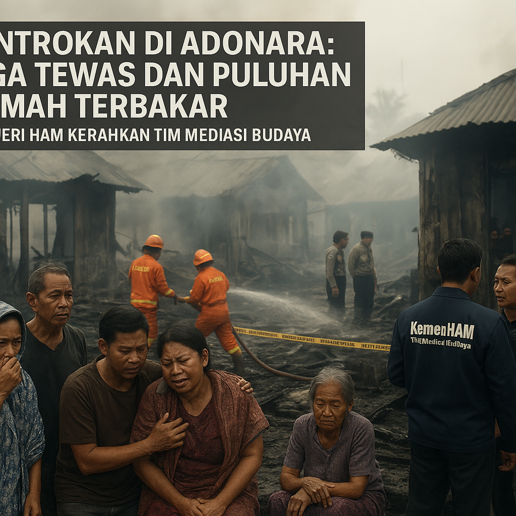 Bentrokan di Adonara: Tiga Tewas dan Puluhan Rumah Terbakar, Menteri HAM Kerahkan Tim Mediasi Budaya