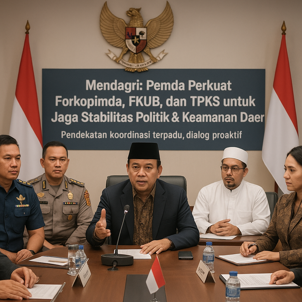 Mendagri: Pemda Perkuat Forkopimda, FKUB, dan TPKS untuk Jaga Stabilitas Politik & Keamanan Daerah