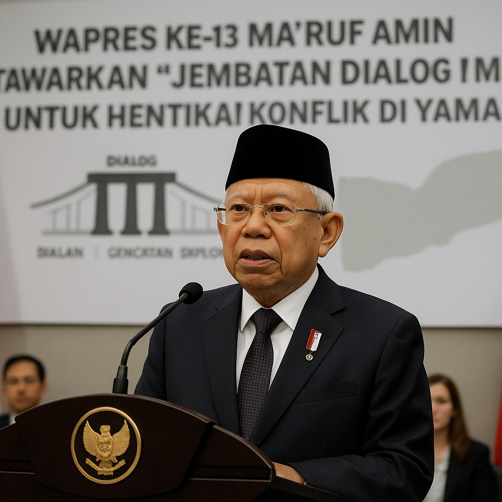 Wapres ke-13 Ma’ruf Amin Tawarkan Jembatan Dialog Empat Pilar untuk Hentikan Konflik di Yaman