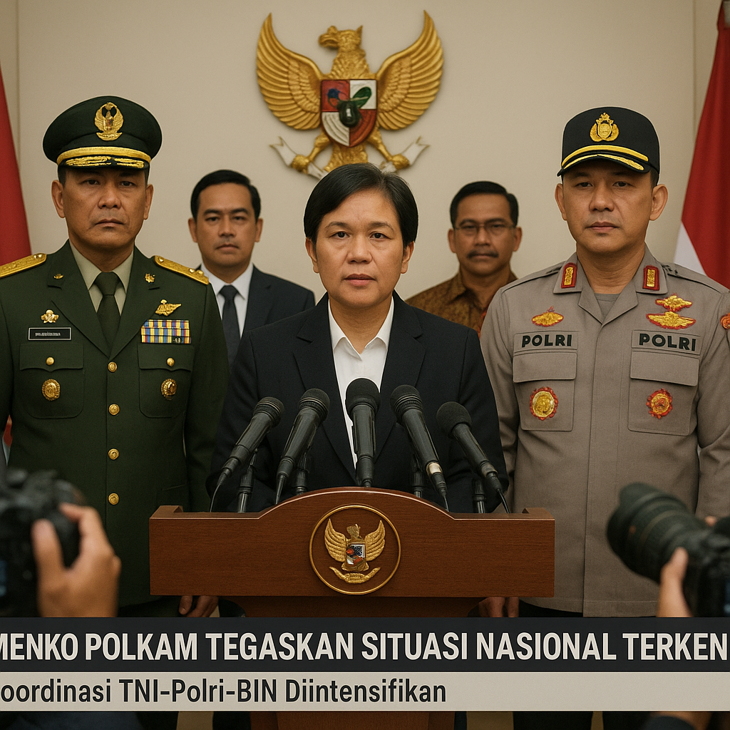 Menko Polkam Tegaskan Situasi Nasional Terkendali, Koordinasi TNI-Polri-BIN Diintensifkan