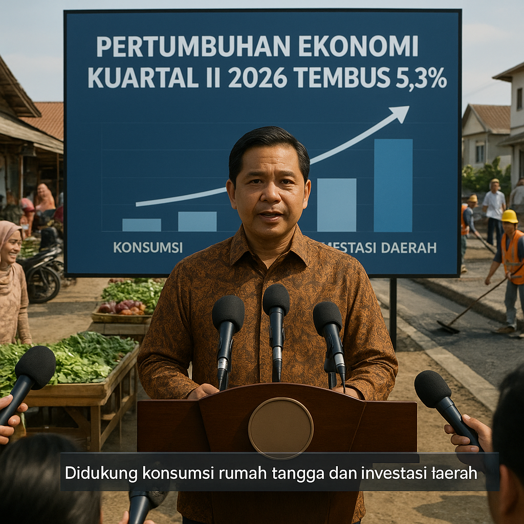 Pertumbuhan Ekonomi Kuartal II 2026 Tembus 5,3%, Didorong Konsumsi dan Investasi Daerah