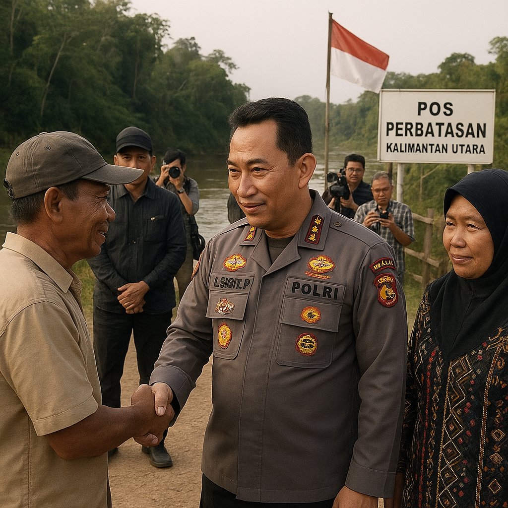 Kapolri Tinjau Langsung Situasi Keamanan di Perbatasan Kalimantan, Tekankan Pendekatan Humanis