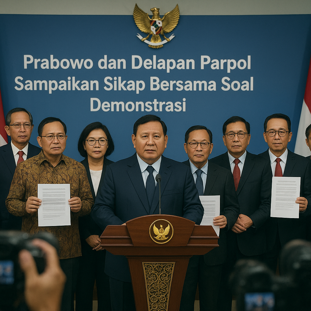 Prabowo dan Delapan Parpol Sampaikan Sikap Bersama Soal Demonstrasi