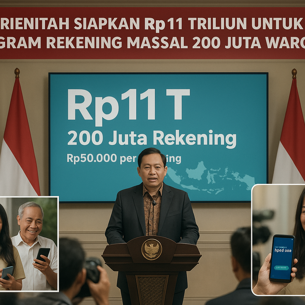 Pemerintah Siapkan Rp11 Triliun untuk Program Rekening Massal 200 Juta Warga