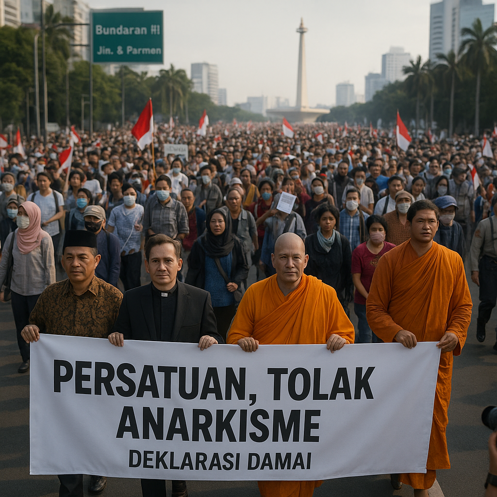 Tokoh Lintas Agama dan Massa Gelar Long March Serukan Persatuan dan Tolak Anarkisme
