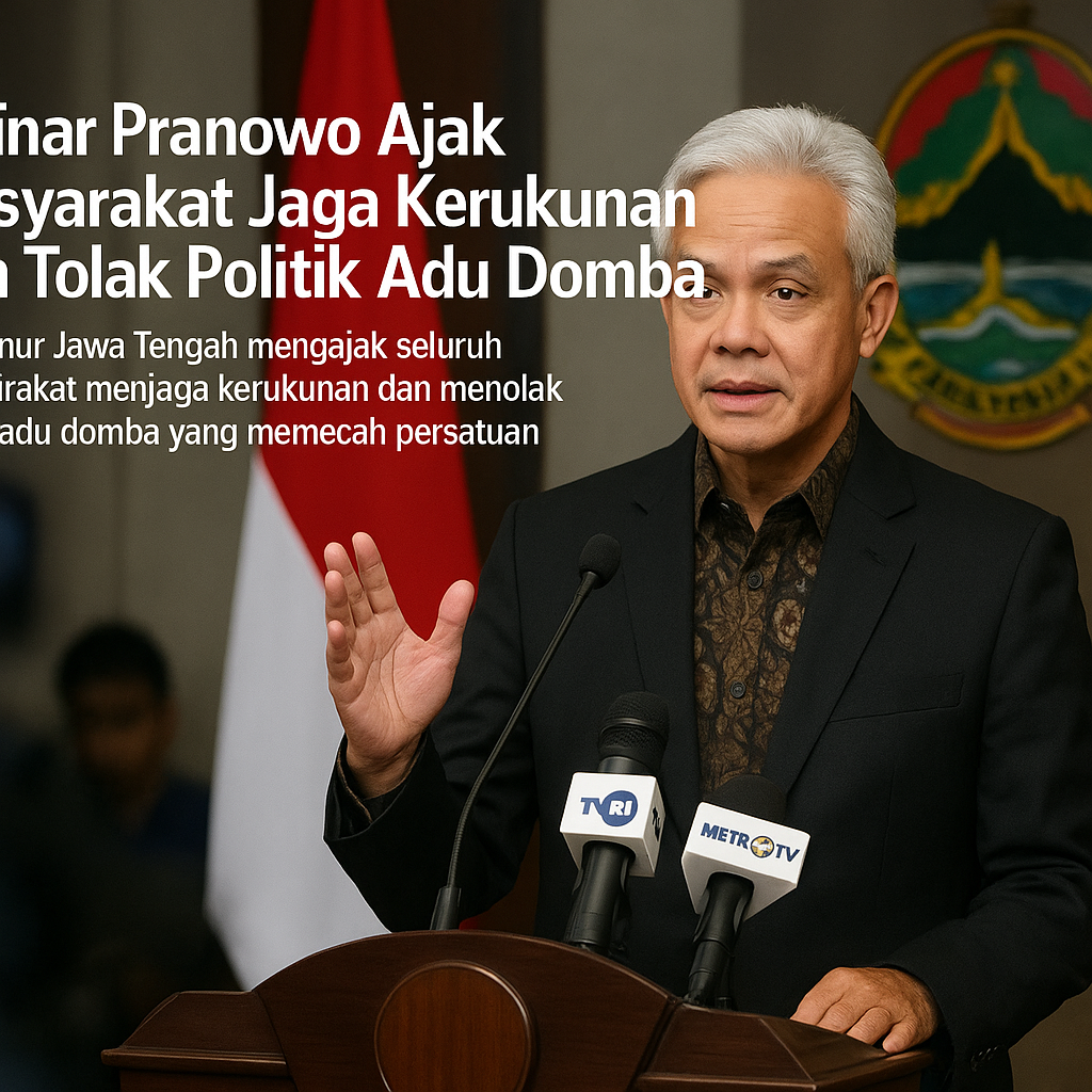 Ganjar Pranowo Ajak Masyarakat Jaga Kerukunan dan Tolak Politik Adu Domba