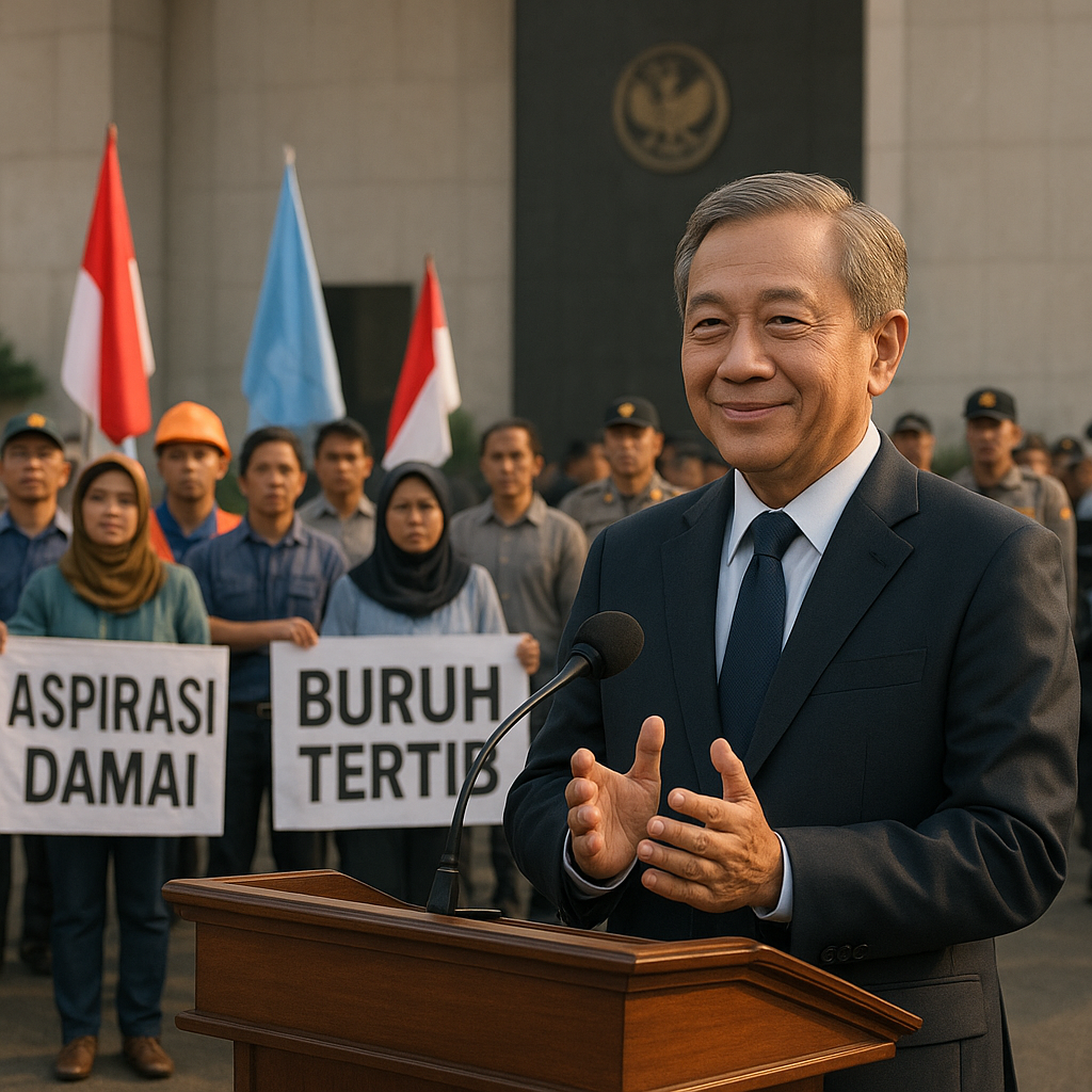 Kepala Staf Kepresidenan Apresiasi Komitmen Buruh Jaga Aksi Damai dan Tertib