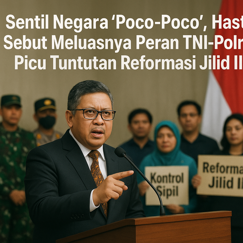Sentil Negara "Poco-Poco", Hasto Sebut Meluasnya Peran TNI-Polri Picu Tuntutan Reformasi Jilid II