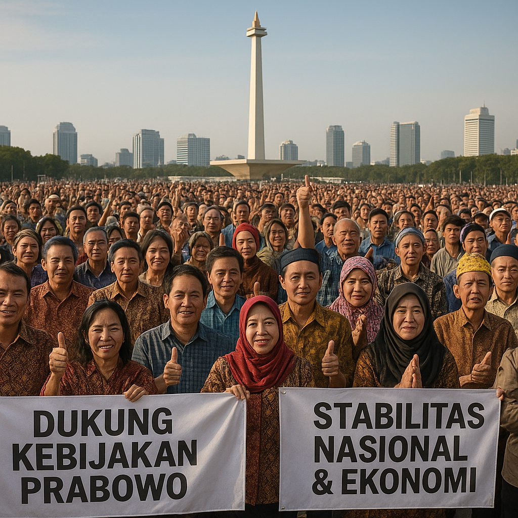 Massa dari Berbagai Daerah Datang ke Jakarta Dukung Kebijakan Prabowo