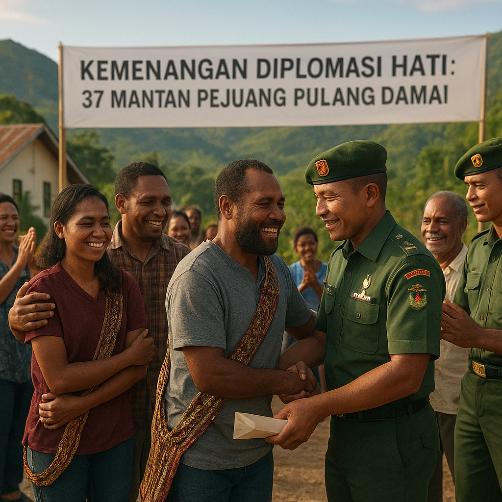 Kemenangan Diplomasi Hati: 37 Mantan Pejuang OPM Pulang Damai Berkat Pendekatan Humanis TNI