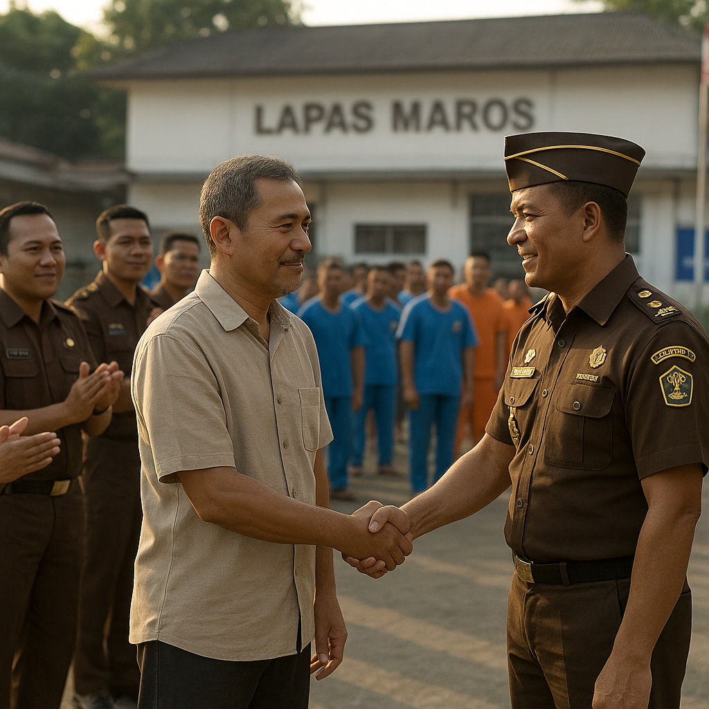 Lapas Maros Lepas Andi Dikman, Apel Pagi Jadi Ajang Apresiasi Pengabdian