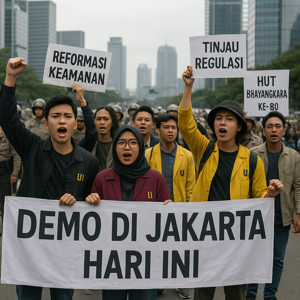 Demo di Jakarta Hari Ini: Mahasiswa Uhamka dan UI Gelar Aksi Bertepatan HUT Bhayangkara
