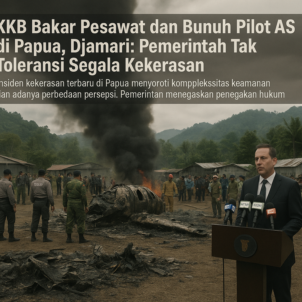 KKB Bakar Pesawat dan Bunuh Pilot AS di Papua, Djamari: Pemerintah Tak Toleransi Segala Kekerasan